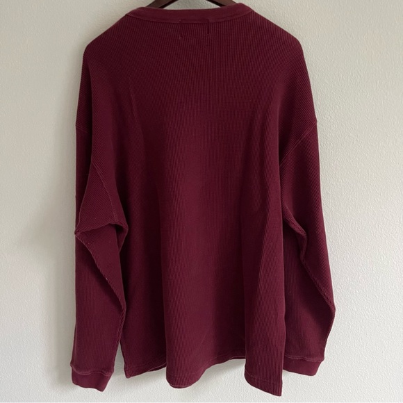 Eddie Bauer Men’s Waffle Knit Crewneck Thermal Sweater Size XL Burgundy Bordeaux - Picture 3 of 3